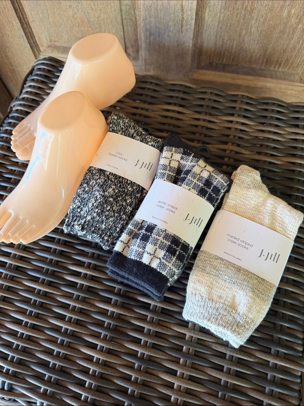 J. Jill Women’s Crew Socks in Black, Navy & Cream - 3-Pack